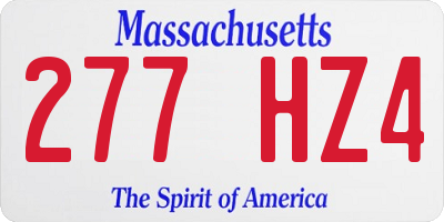 MA license plate 277HZ4