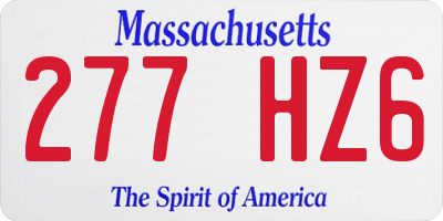 MA license plate 277HZ6