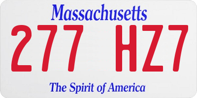 MA license plate 277HZ7