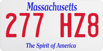 MA license plate 277HZ8