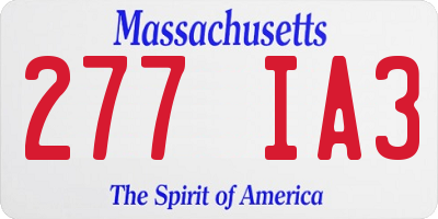 MA license plate 277IA3