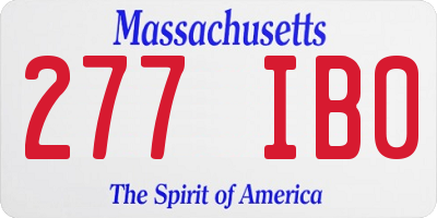 MA license plate 277IB0