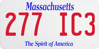MA license plate 277IC3
