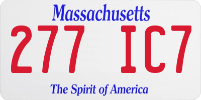 MA license plate 277IC7