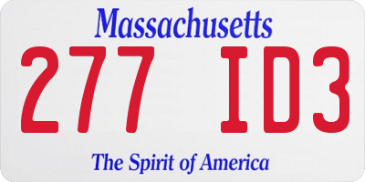 MA license plate 277ID3