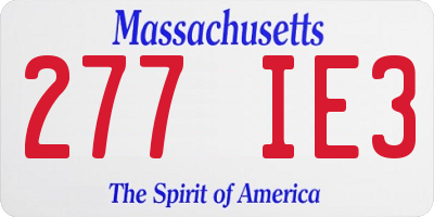 MA license plate 277IE3