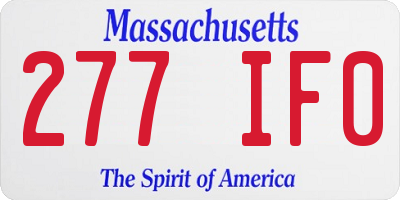 MA license plate 277IF0