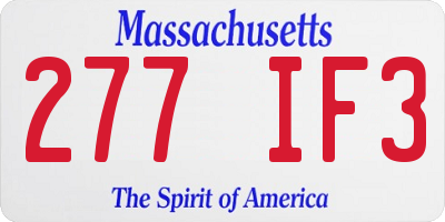 MA license plate 277IF3