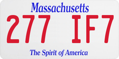 MA license plate 277IF7
