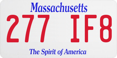 MA license plate 277IF8