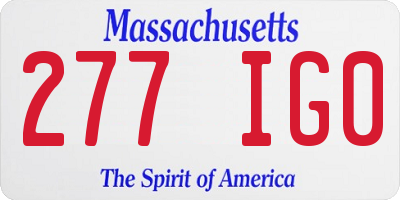 MA license plate 277IG0