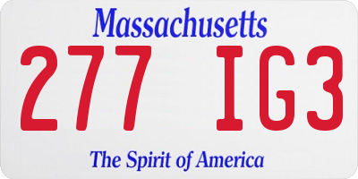 MA license plate 277IG3