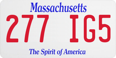 MA license plate 277IG5
