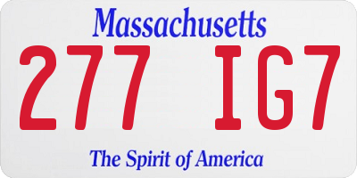 MA license plate 277IG7