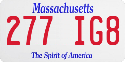 MA license plate 277IG8