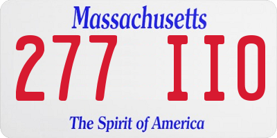 MA license plate 277II0