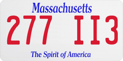MA license plate 277II3