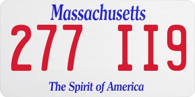 MA license plate 277II9
