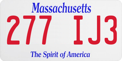 MA license plate 277IJ3