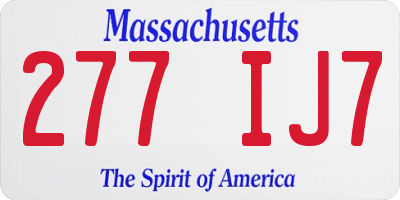 MA license plate 277IJ7