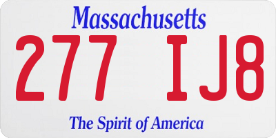 MA license plate 277IJ8