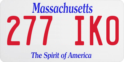 MA license plate 277IK0