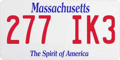 MA license plate 277IK3