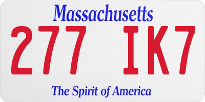 MA license plate 277IK7