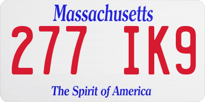 MA license plate 277IK9