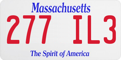 MA license plate 277IL3