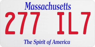 MA license plate 277IL7