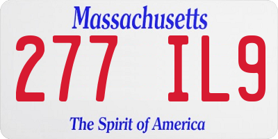 MA license plate 277IL9