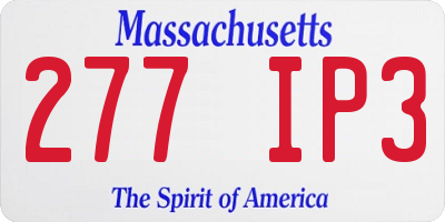MA license plate 277IP3