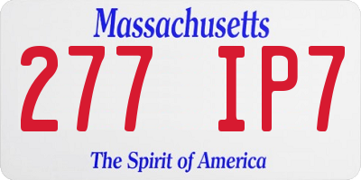 MA license plate 277IP7