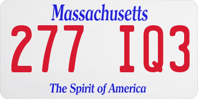 MA license plate 277IQ3
