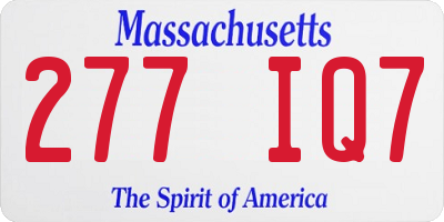 MA license plate 277IQ7
