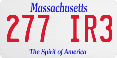 MA license plate 277IR3