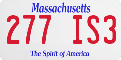 MA license plate 277IS3