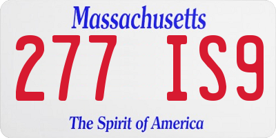 MA license plate 277IS9