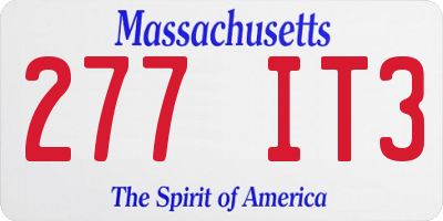 MA license plate 277IT3