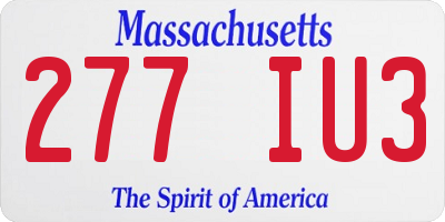 MA license plate 277IU3