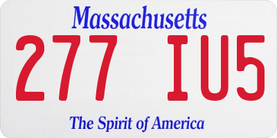MA license plate 277IU5