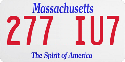 MA license plate 277IU7