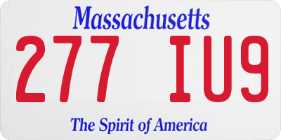 MA license plate 277IU9