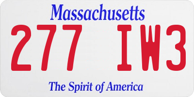 MA license plate 277IW3