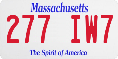 MA license plate 277IW7