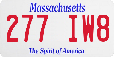 MA license plate 277IW8