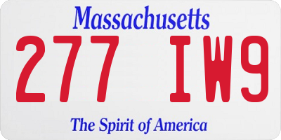 MA license plate 277IW9
