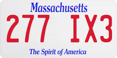 MA license plate 277IX3