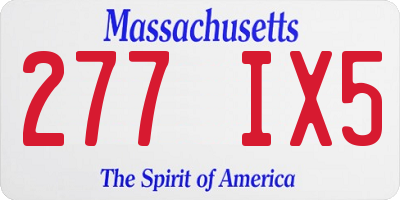 MA license plate 277IX5